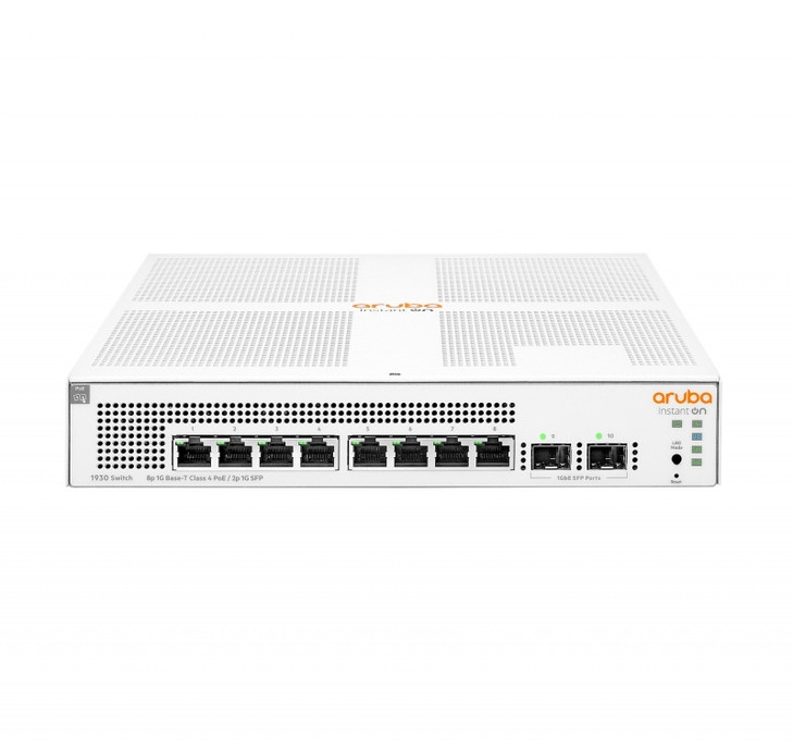 Aruba JL681A, Instant On 1930 Smart Managed PoE Switch, 8x Gigabit RJ45 PoE+ Ports, 2x SFP Ports, PoE Budget: 124W, Limited Lifetime Warranty