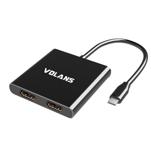 Volans VL-UC2H, Aluminium USB-C to Dual HDMI 2.0 Adapter – 4K@60Hz
