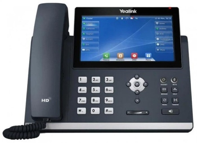 Yealink SIP-T48U, 7" Touch Screen, 800x480 pixel colour, Dual-port Gigabit Ethernet, Dual USB port, USB recording, Wi-Fi, Bluetooth