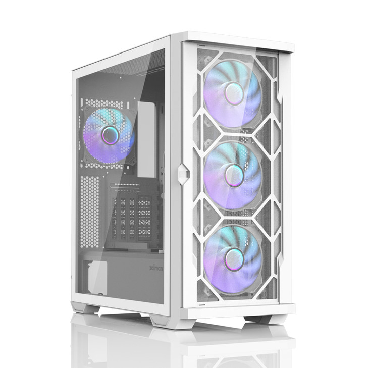 Zalman Z10 DUO WHITE, Mid-Tower, Tempered Glass, Drive Bays: 2x3.5", 2x2.5", Expansion Slot: 7, Motherboard Support: ATX/mATX/Mini-ITX, Pre-Installed Fan: 3x120mm, ARGB