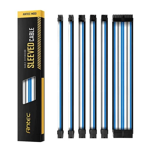 Antec PSUSCB30-401-BG/WB, Sleeved Extension Cable Kit V2, 24PIN ATX, 4+4 EPS, 8PIN PCI-E, 6PIN PCI-E, Blue/White/Black
