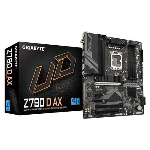 Gigabyte Z790 D AX, ATX, Intel LGA 1700, 4xDDR5, 3xM.2, 4xSATA, RAID, 2xPCIe, 1xHDMi, 1xDP, GbE LAN, Wireless AX+Bluetooth, 1xUSB-C, 5xUSB3.2, 2xUSB 2.0
