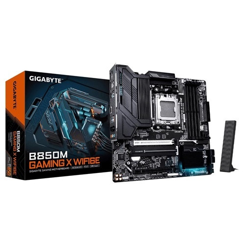 GA-B850M-GAMING-X-WF6E Gigabyte GA B850M Gaming X WiFi, Micro ATX, AMD AM5, 4xDDR5, 2xM.2, 4xSATA 6Gb/s, RAID, 2xPCIe, 1xHDMI, 2xDP, Wireless AX+Bluetooth, 2xUSB-C, 3xUSB3.2, 4xUSB 2.0