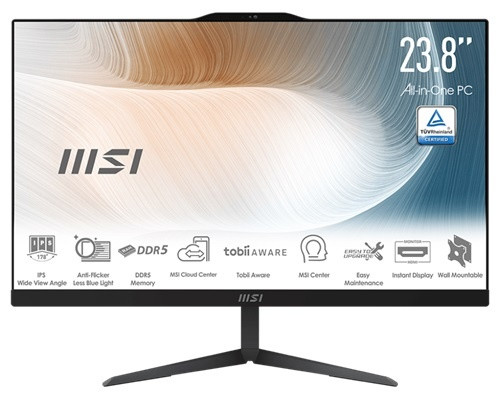 MODERN AM242P 1M-1651AU MSI MODERN-AM242P-1M-1651AU, AIO, 23.8", FHD Screen, Intel Core 7-150U, 16GB DDR5 RAM, 1TB NVMe SSD, Webcam, Keyboard+Mouse, WirelessAX+Bluetooth, Windows11 Pro, Black, 3 Year Onsite Warranty