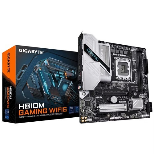 Gigabyte GA-H810M-GAMING-WIFI6, Micro ATX, Intel LGA 1851, 2xDDR5, 1xM.2, 4xSATA 6Gb/s, RAID, 2xPCIe, 1xHDMI, 1xDP, GbE LAN, Wireless AX+Bluetooth, 1xUSB3.2, 5xUSB2.0