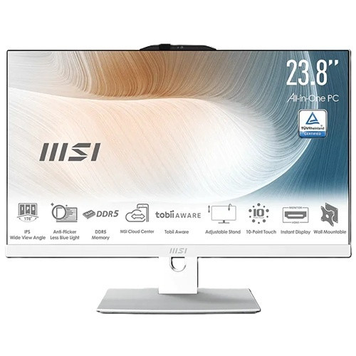 MSI MODERN AM242P 1M-2084AU, AIO, 23.8" FHD IPS Screen, Intel Core 7 150U, 16GB DDR5 RAM, 1TB NVMe SSD, Keyboard+Mouse, Wireless AX+Bluetooth, Windows 11 Pro, White