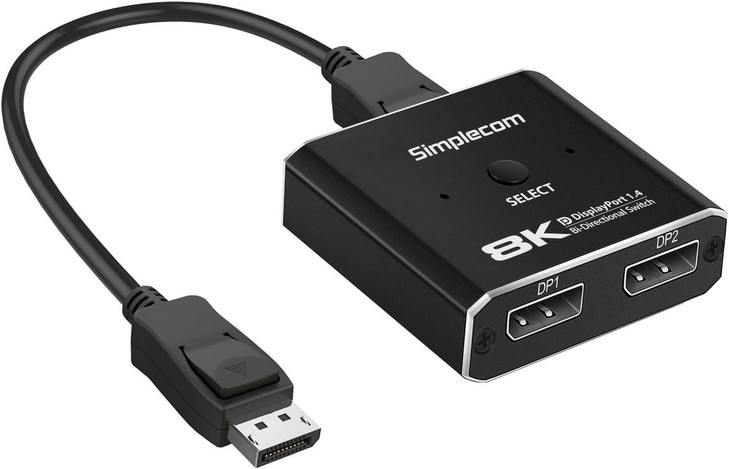 Simplecom CM202 Bi-Directional 2 Way DisplayPort Switch Selector DP 1.4 8K