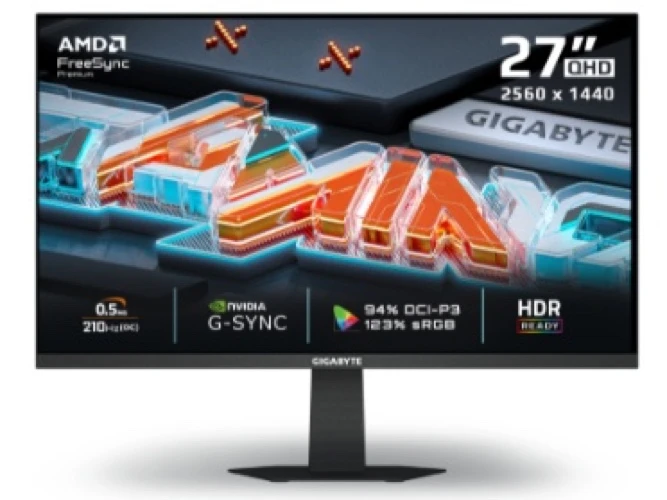 Gigabyte G27Q20, 27" QHD Screen, 2560x1440, 16:9, 0.5ms, 200Hz, Free Sync/G-Sync, 2xHDMI, 1xDP, VESA, Height Adjustable, Tilt, Pivot, Swivel