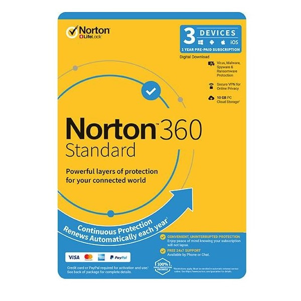 Norton 360 Standard (3 Device) 1 Year OEM VPN EMPOWER DVDSLV AUTO RENEW