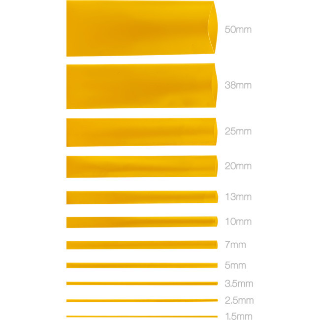 HS25YEL 25MMX1.2M HEAT SHRINK - YELLOW HSYW135