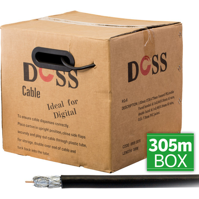 DOSS RG6QDB-305M RG6 Quad Shield Cable 305m 75 Ohm