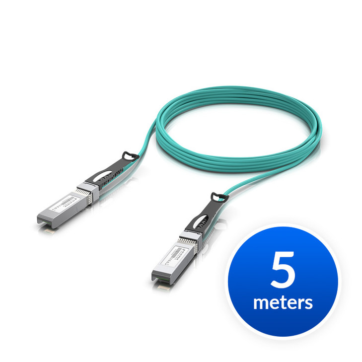 Ubiquiti 25 Gbps Long-Range DAC, Long-range SFP28, 5m Length, Support 25/10/1 Gbps, PVC Cable Jacket, Aqua Color, Incl 2Yr Warr