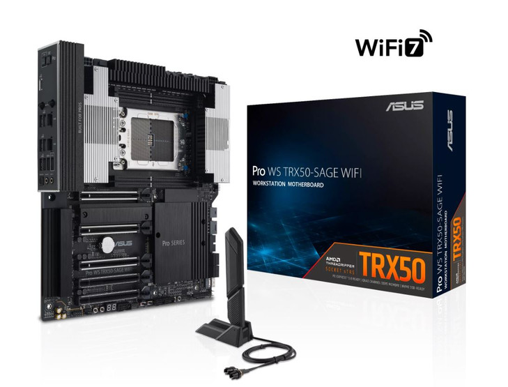 ASUS AMD PRO WS TRX50-SAGE WIFI CEB Workstation Motherboard, PCIe 5.0 x16, PCIe 5.0 M.2, 10Gb and 2.5Gb LAN, Multi-GPU support WIFI7