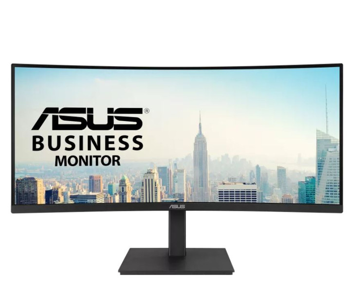 ASUS VA34VCPSN Docking Monitor – 34 inch, 3440 x 1440, 1500R Curvature, Frameless, USB-C PD 65W, RJ45, USB hub, Low Blue Light, Flicker Free, Ergonomi