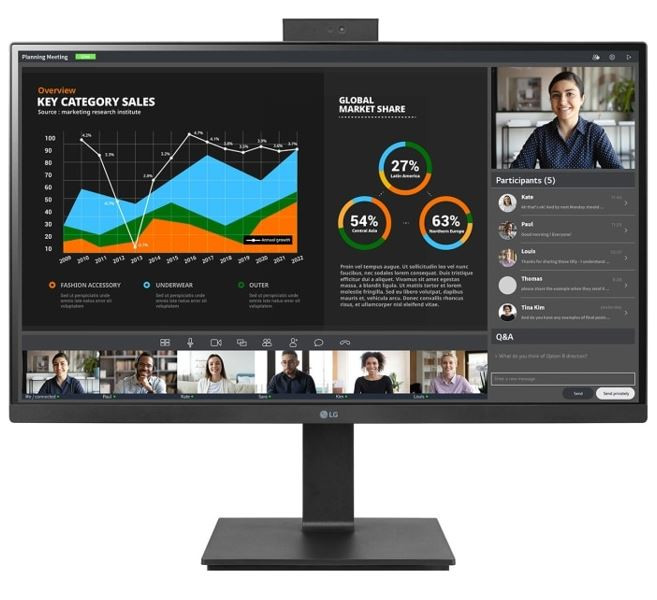 LG 27' IPS QHD (2560x1440) Pivot Monitor with Built-in Full HD Webcam & Mic, Daisy Chain & USB Type-C, Reader Mode, Adjustable Height