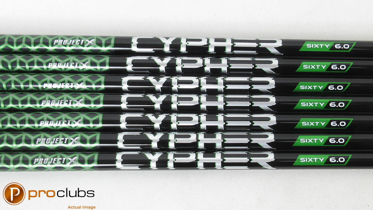 7pc NEW PROJECT X CYPHER SIXTY 60 6.0 STIFF FLEX GRAPHITE IRON SHAFTS .370  TIP