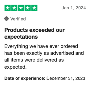 Trustpilot review for PTAC4Less