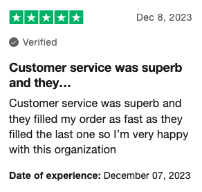 Trustpilot review for PTAC4Less