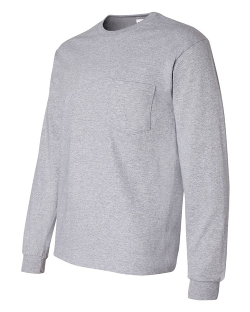 Gildan G241 Ultra Cotton Long Sleeve Pocket T-Shirt (Sport Grey