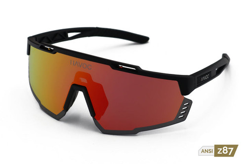 Havoc Reaper Black Frame Red Lens Safety Glasses - Harriscos