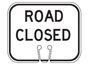 JBC Plastic Cone Sign "Road Closed" (12.25" X 10.75") (White)