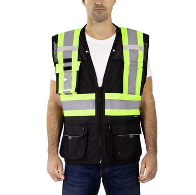 Tingley Class 1 Heavy Duty X-Back Surveyor Vest (Black