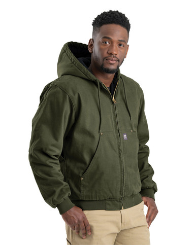 Berne Heartland Washed Duck Hooded Work Jacket (Cedar Green