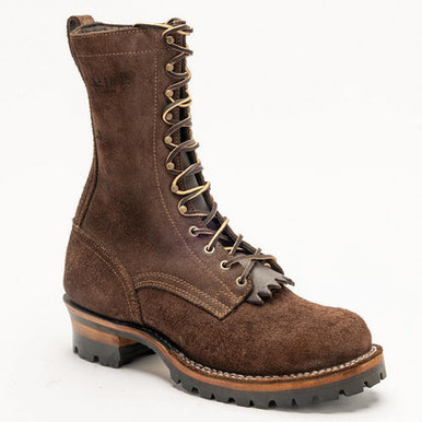 Drew's 10-Inch Logger Boot (Brown Rough Out) - Harriscos