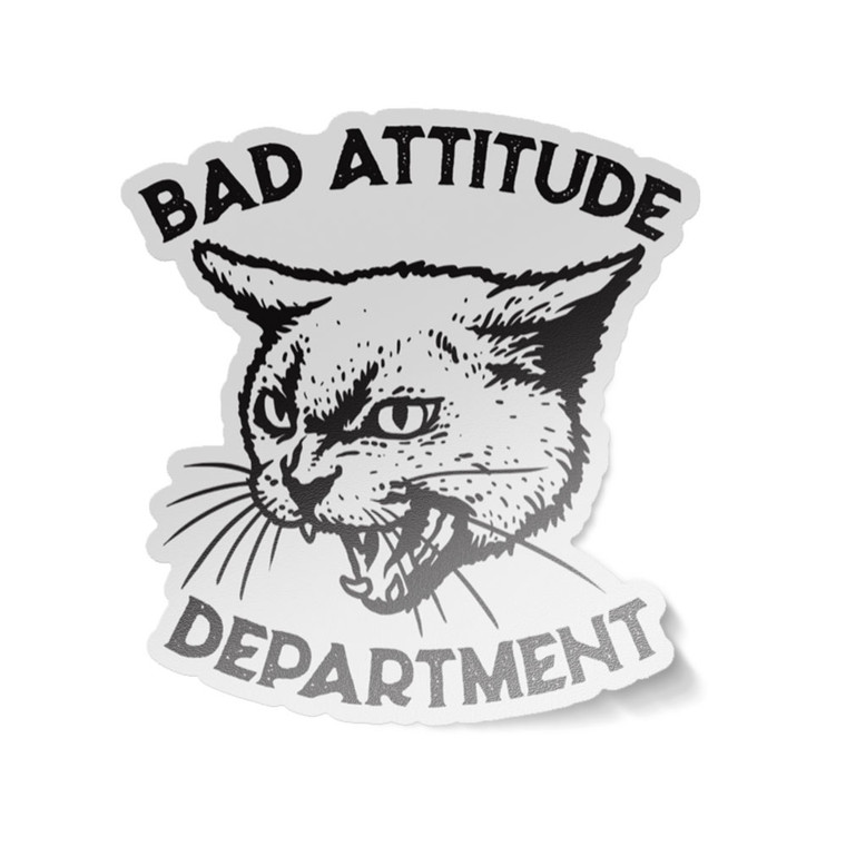 Hissing Cat Sticker in White by ©Bad Attitude Dept LLC
Visit badattitudedept.com to purchase