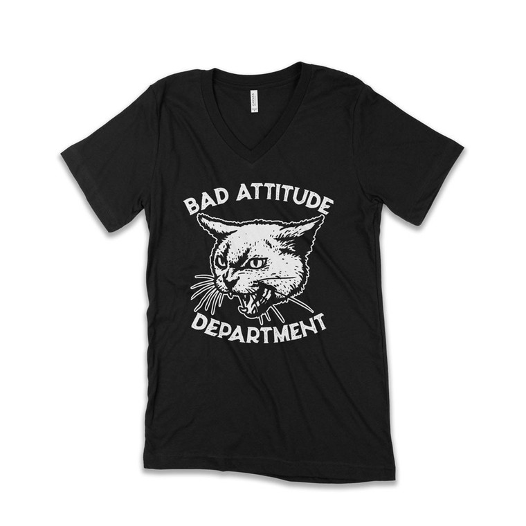 Hissing Kitty T-Shirt -  Women's V-Neck - Black