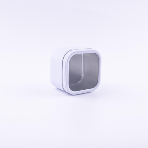 Square Tin with PET Window White