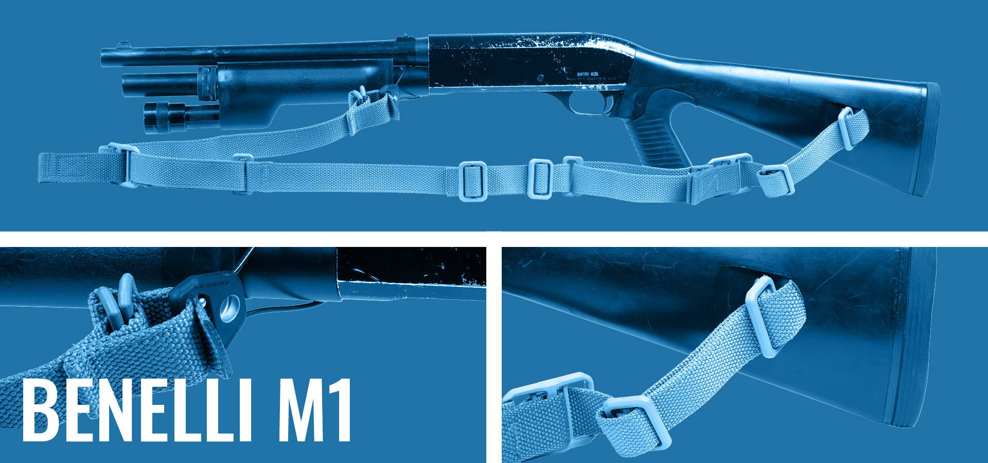 Benelli M1 Super 90 Entry Gun with Vickers Medic Sling with Molded Univeral Wire Loop Attachment
