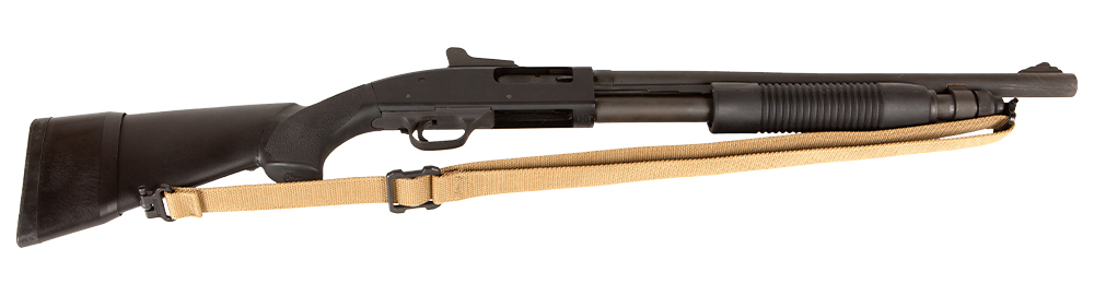 Mossberg 590 shotgun with Hunting Sling in Brown