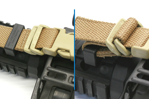 Threading the sling through the picatinny rail mount hardware