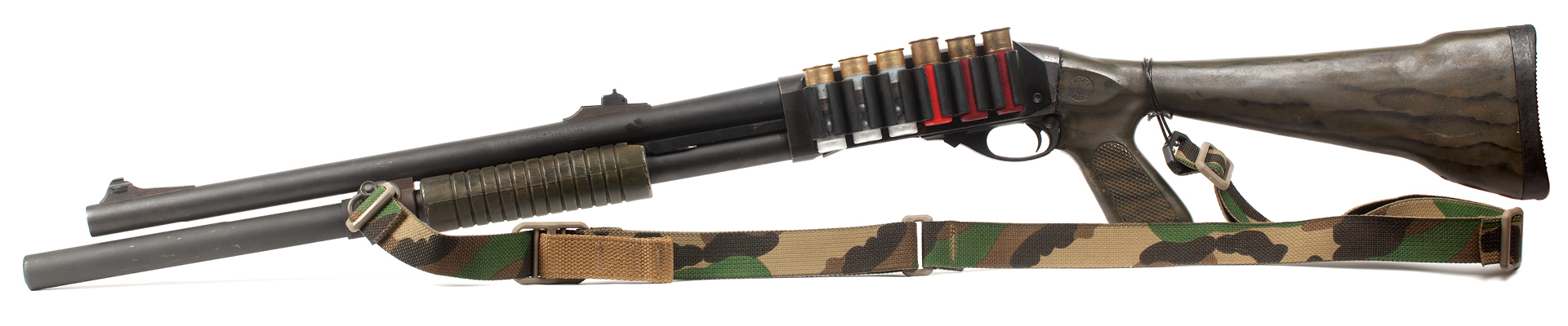 Full Size Remington 870 Slug Gun 20 inch Barrel, Extended Magazine Tube, Old Choate Pistol Grip Stock and sling