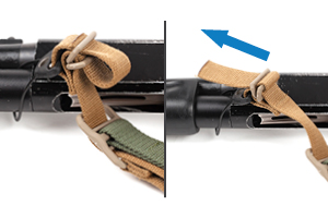 Custom Flashlight Barrel Sling Attachment Step Four Loop webbing over last loop lock and under the first and tighten