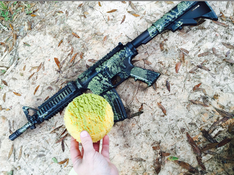sponge paint onto gun