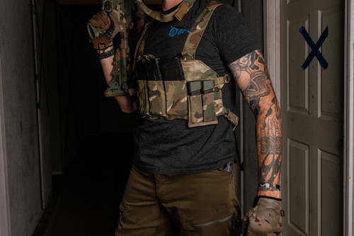 M4 Chest rig side view with MOLLE Pistol Pouch