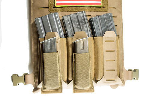 Triple Stackable MOLLE Mag Pouch on Plate carrier single pistol pouch