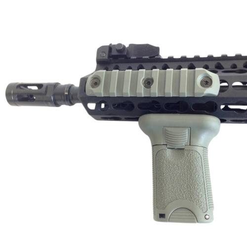 BCM Gunfighter Vertical Grip Short KeyMod mounted on tactical rifle rail
