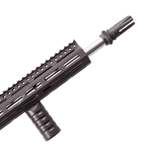 Arisaka Vertical Grip M-LOK ergonomic foregrip mounted on M-LOK rails for enhanced weapon control.