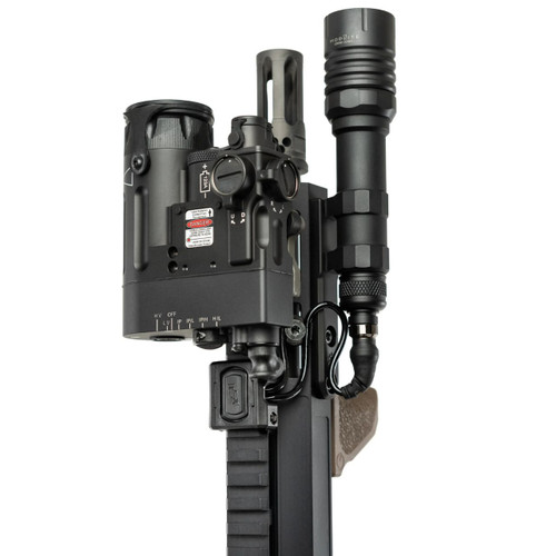 Modlite ModButton Lite 4.5" Dual Lead switch mounted on rifle rail