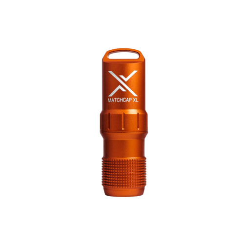 Exotac MatchCap XL (Orange) waterproof match holder with integrated striker.