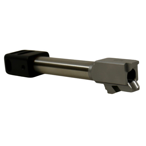 KKM Precision Glock 19 Match 9mm Barrel with 4‑Port Compensator, stainless steel drop‑in barrel.