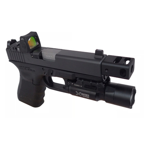 KKM Precision Glock 19 Match 9mm Barrel with 4‑Port Compensator, stainless steel drop‑in barrel.