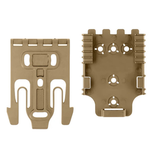 Safariland Quick Locking System Kit with QLS 19 fork and QLS 22 receiver plate for holster mounting, FDE