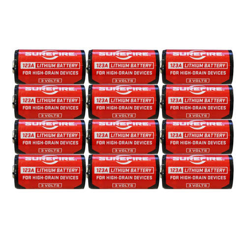 Pack of 12 SureFire 123A 3V Lithium Batteries, 10-year shelf life