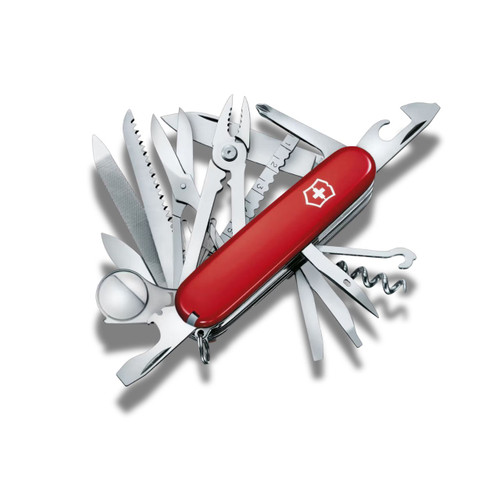 Victorinox Swiss Champ pocket knife, red, 33-function Swiss-made multi-tool, boxed