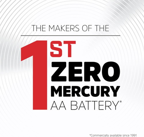 Energizer, the first manufacturer of AA batteries with zero mercury.