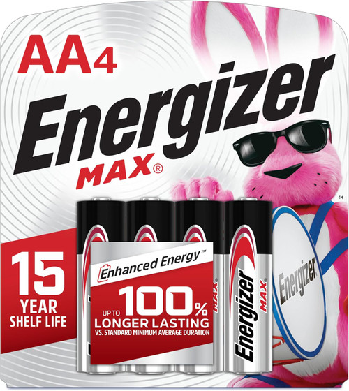 Energizer Max AA alkaline batteries 4 pack long lasting power